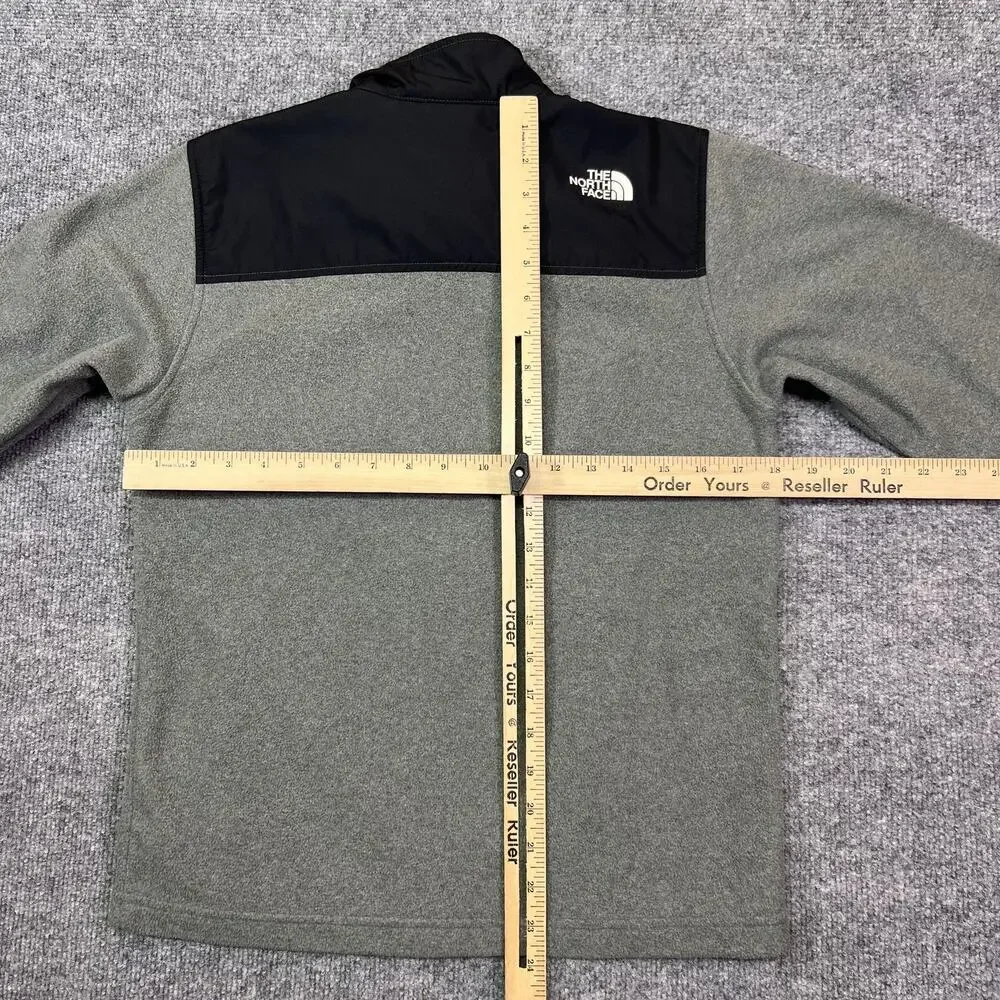 The North Face Jacket Boys Large 14/16 Gray Black Fleece Full Zip Chest Pocket